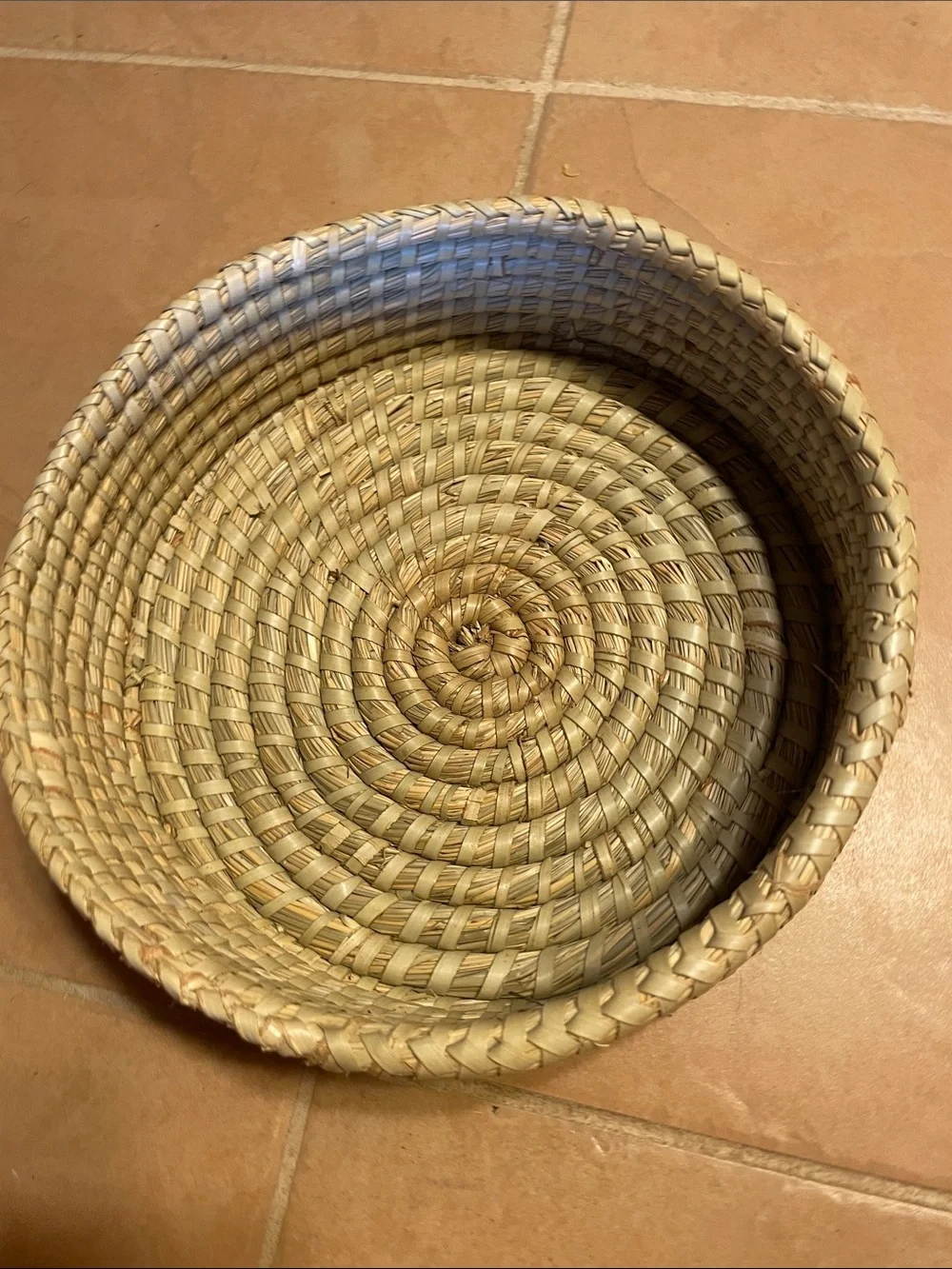 New Decorative Brown Terracotta bread warmer with Natural Woven Basket